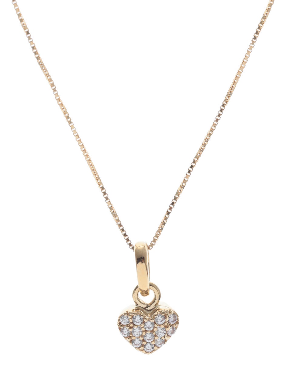 Colgante Y Dije de corazón de oro 14 K zirconia 2