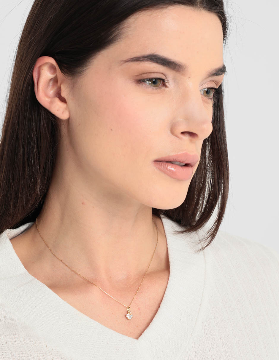 Colgante Y Dije de corazón de oro 14 K zirconia 3