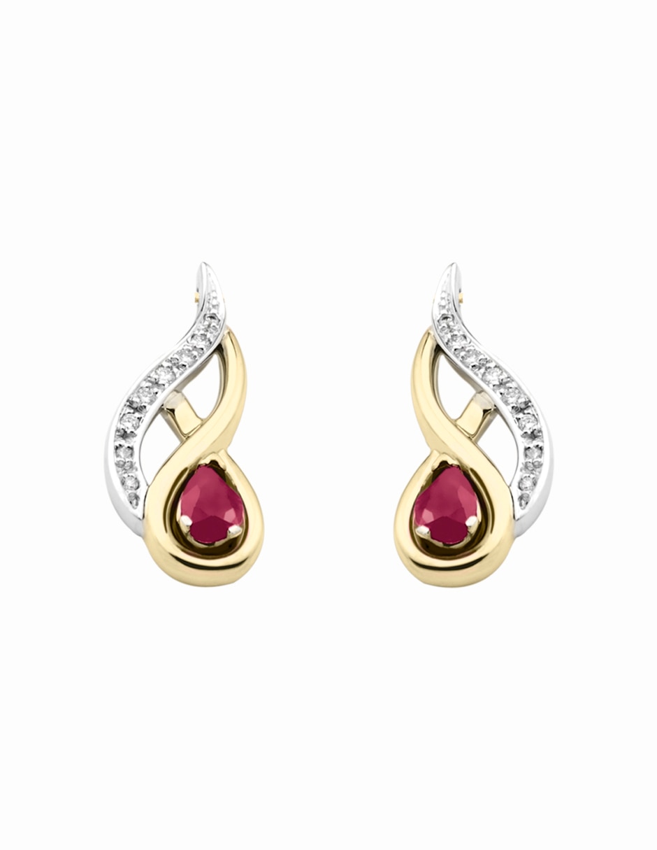 Aretes de oro con acabado espejo rubí 2