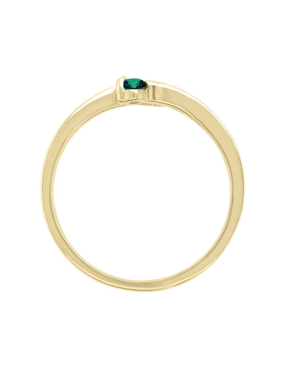 Anillo 10 k de oro amarillo esmeralda brillante 3