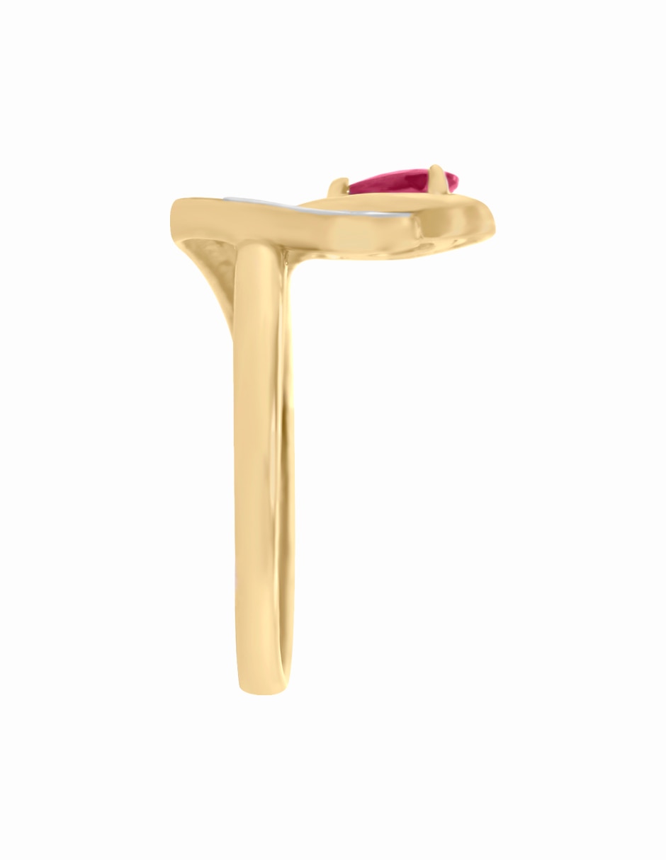 Anillo de gota 14 k de oro amarillo rubí brillante 2