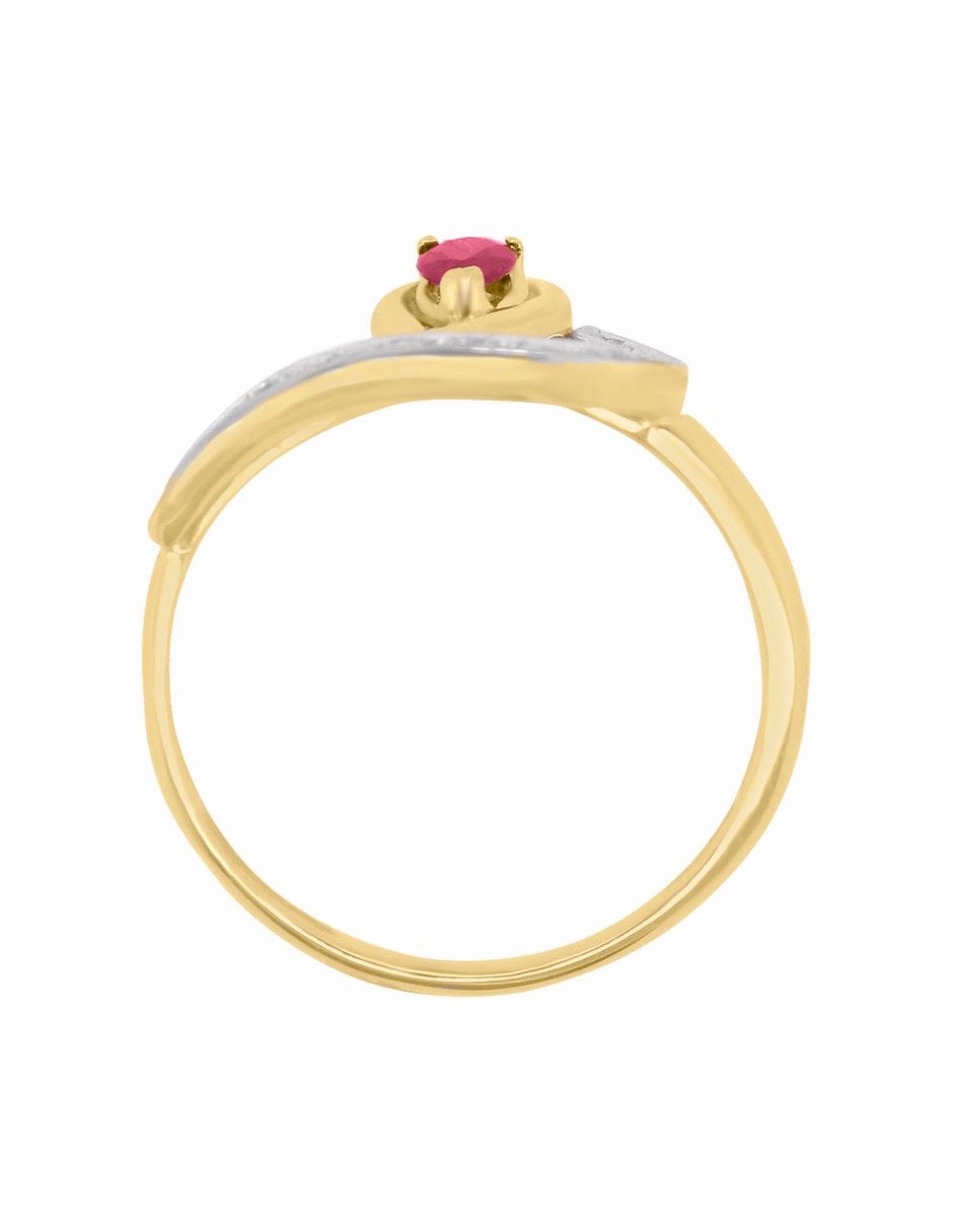 Anillo de gota 14 k de oro amarillo rubí brillante 3