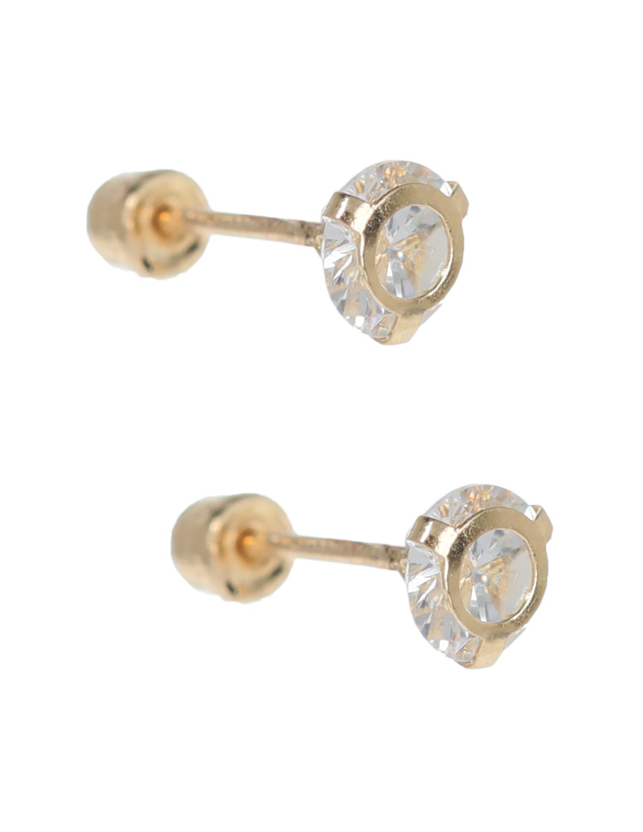 Broqueles circulares de oro zirconia 2