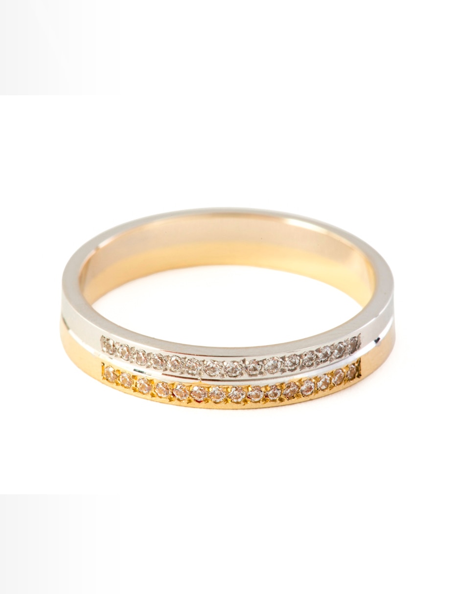 Anillo 14 k de oro florentino zirconia pulido