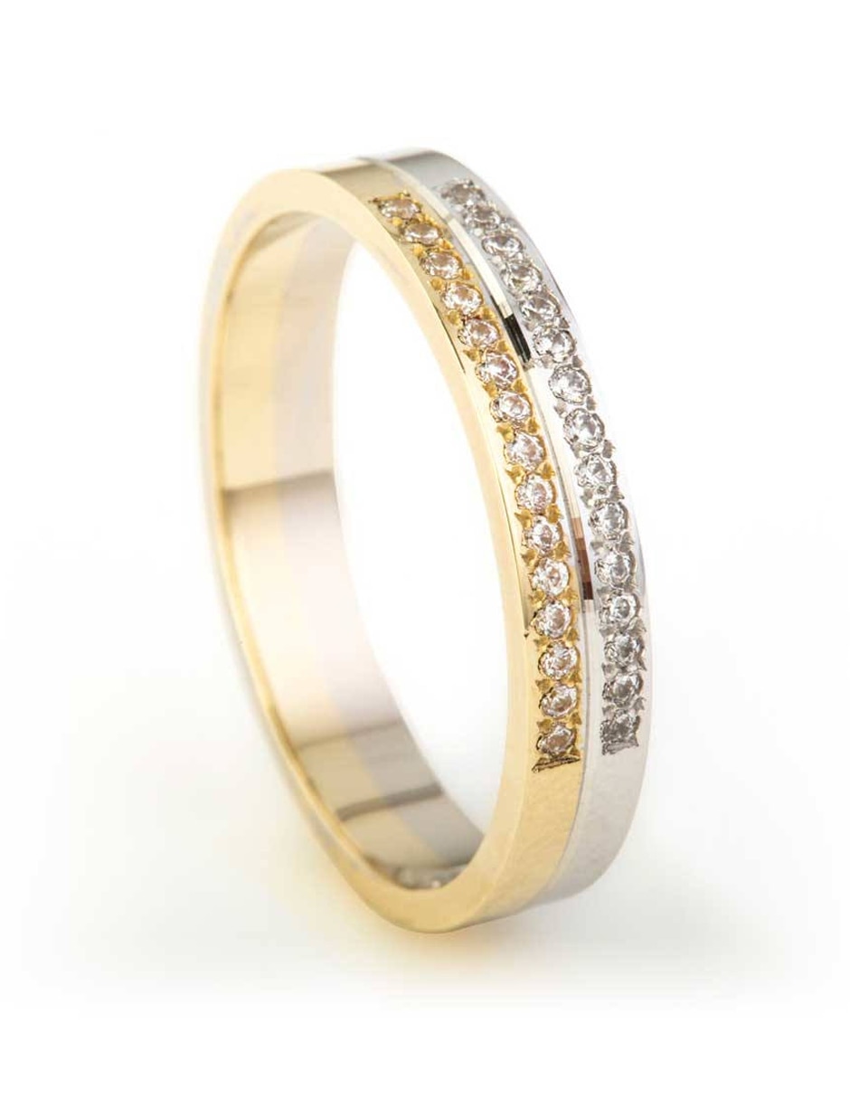 Anillo 14 k de oro florentino zirconia pulido 4