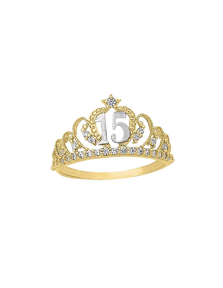 Anillo de corona 10 k de oro zirconia brillante 2