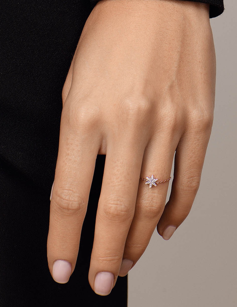 Anillo de flor Magic Touch 14 k de oro diamante diamantado 4