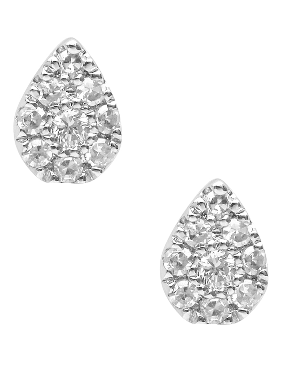 Broqueles de pera Magic Touch de oro blanco con acabado brillante diamante