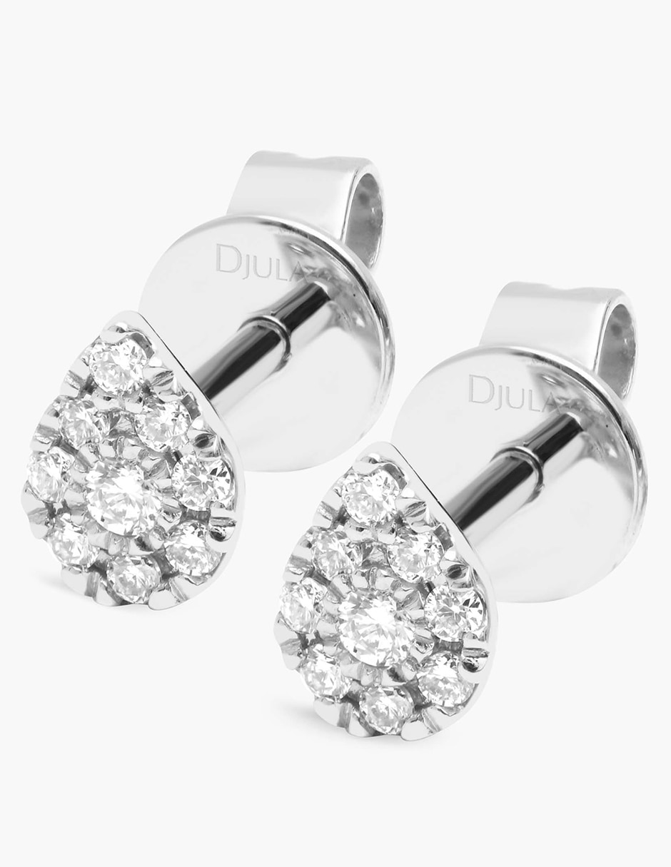 Broqueles de pera Magic Touch de oro blanco con acabado brillante diamante 2