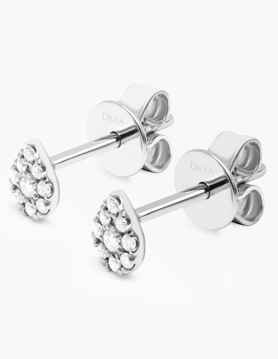 Broqueles de pera Magic Touch de oro blanco con acabado brillante diamante 3