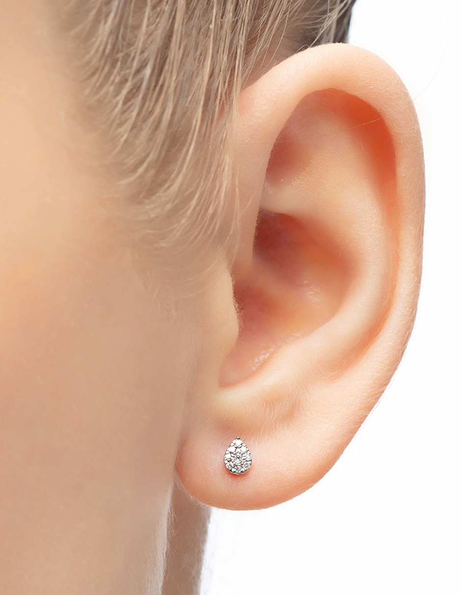 Broqueles de pera Magic Touch de oro blanco con acabado brillante diamante 4