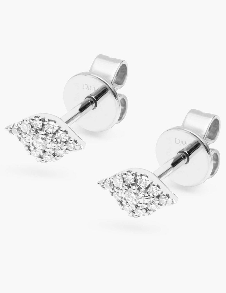 Broqueles de ojo Magic Touch de oro blanco con acabado brillante diamante