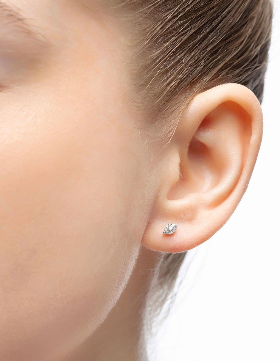 Broqueles de ojo Magic Touch de oro blanco con acabado brillante diamante