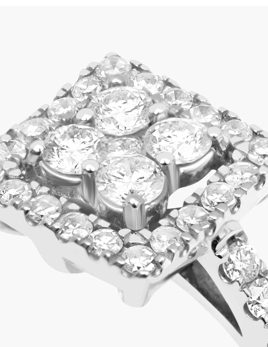 Anillo cuadrado Fairytale 18 k de oro diamante diamantado 3