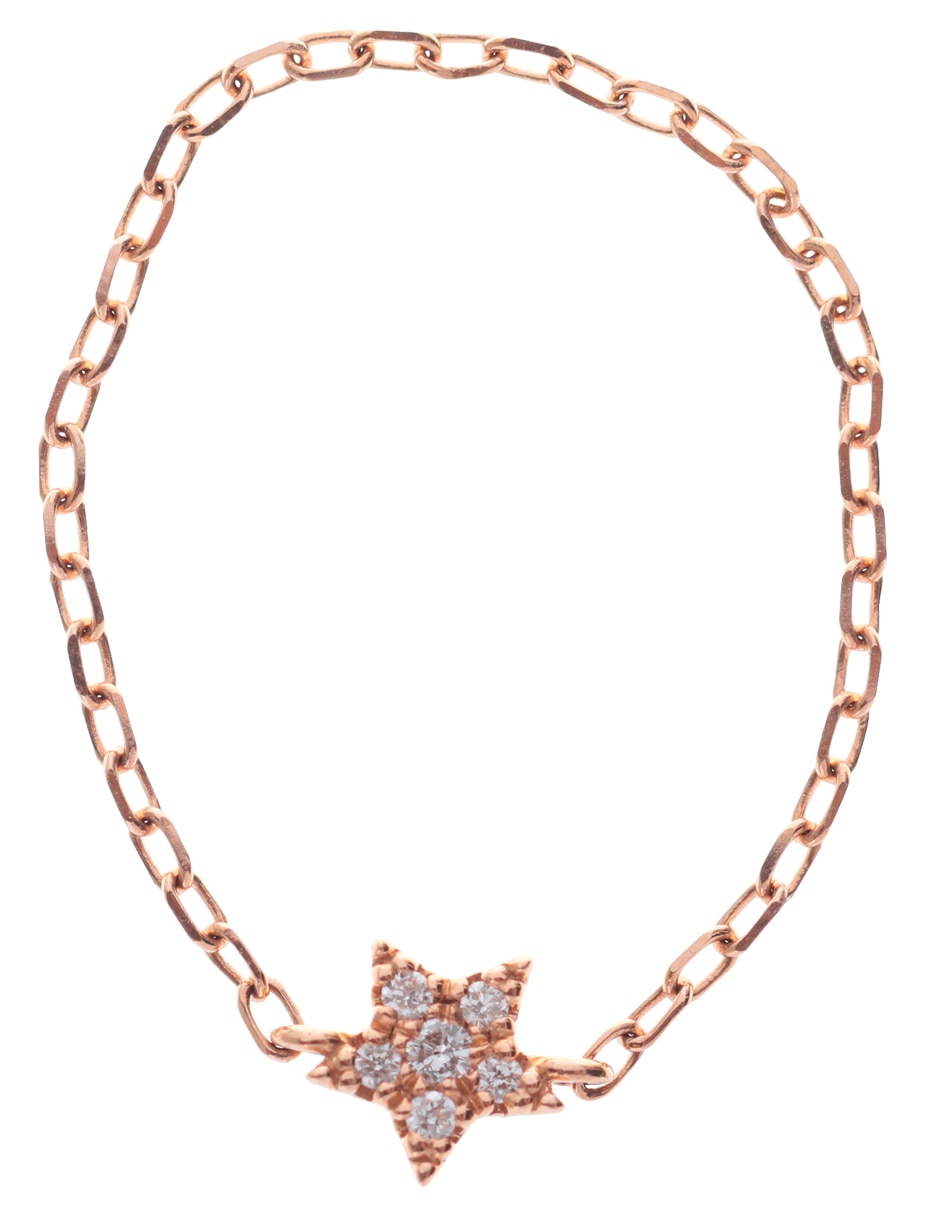 Anillo de estrella 18 k de oro rosa diamante brillante