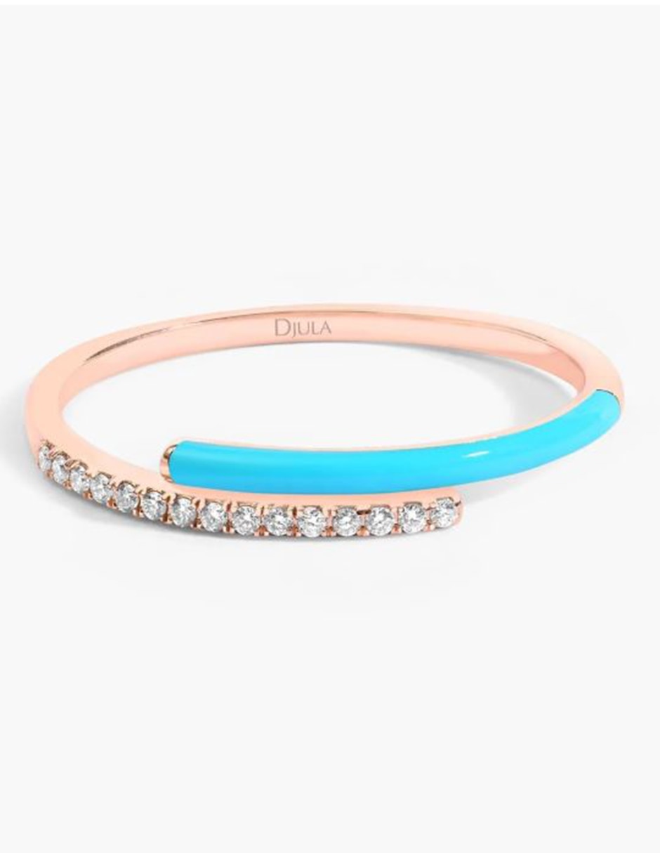 Anillo 18 k de oro rosa diamante brillante