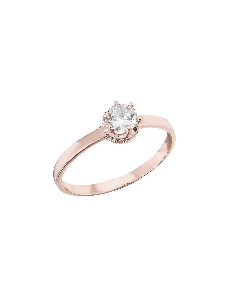Anillo de compromiso de oro rosa 10 k