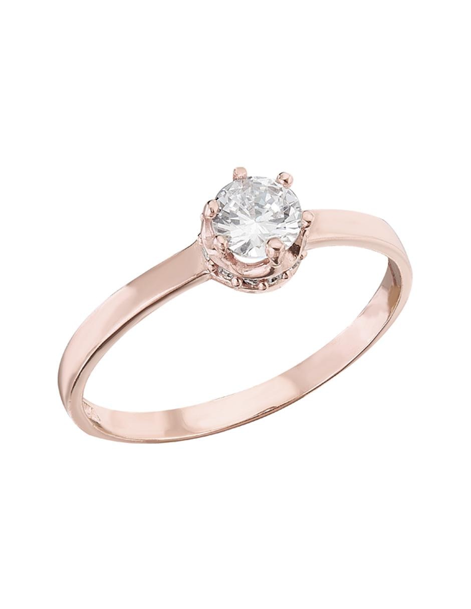 Anillo de compromiso de oro rosa 10 k