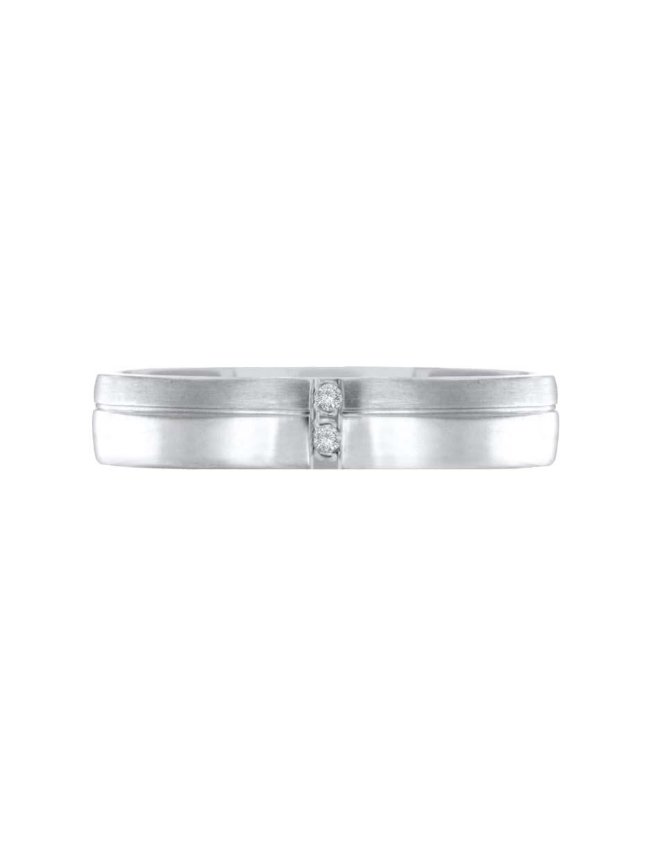 Argolla de oro blanco 14 k Redenta diamante 4