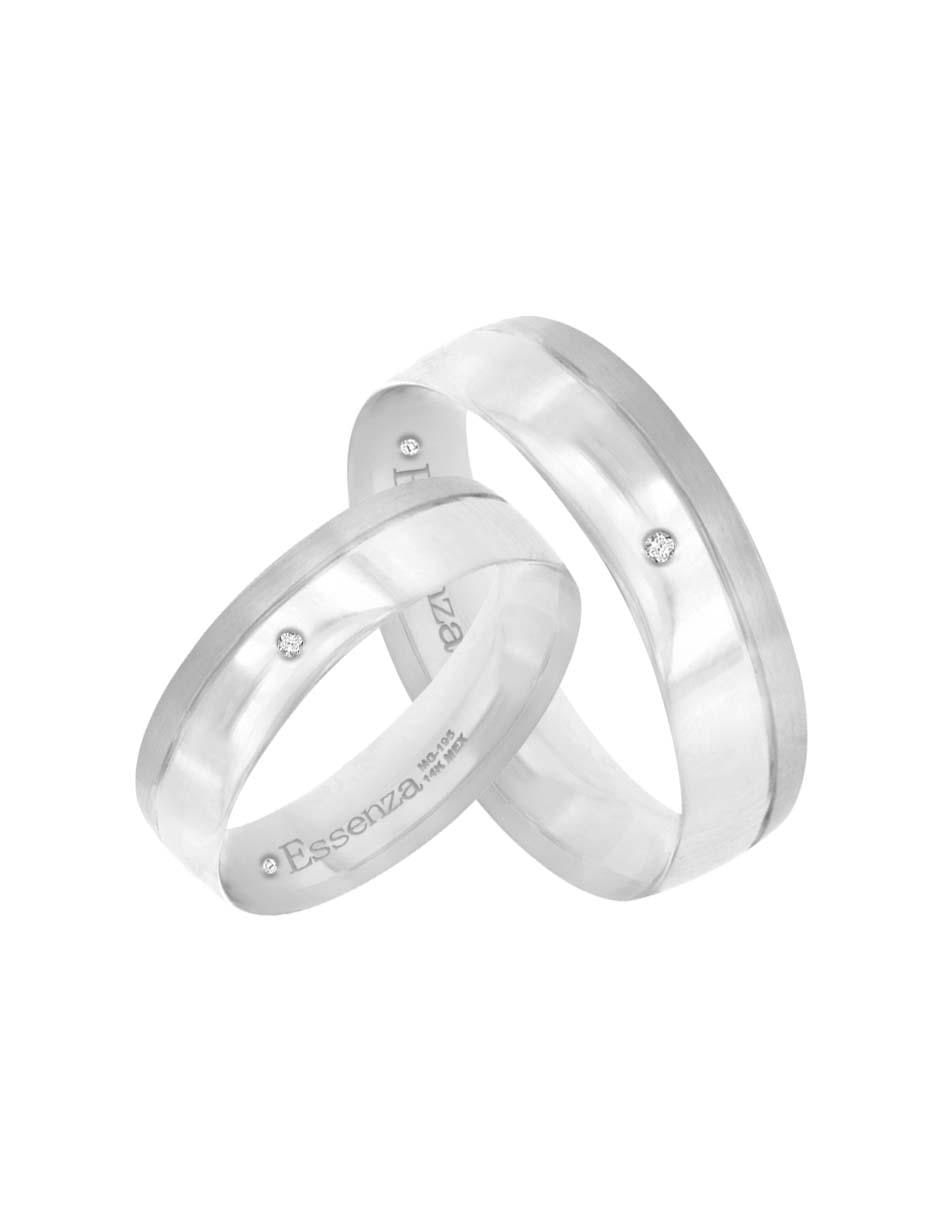 Argolla de oro blanco 14 k Georgina diamante 5
