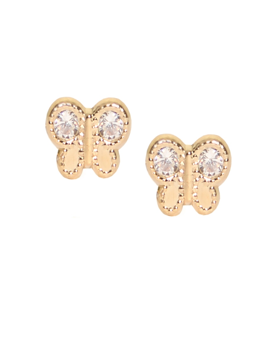 Broqueles de oro con acabado brillante zirconia