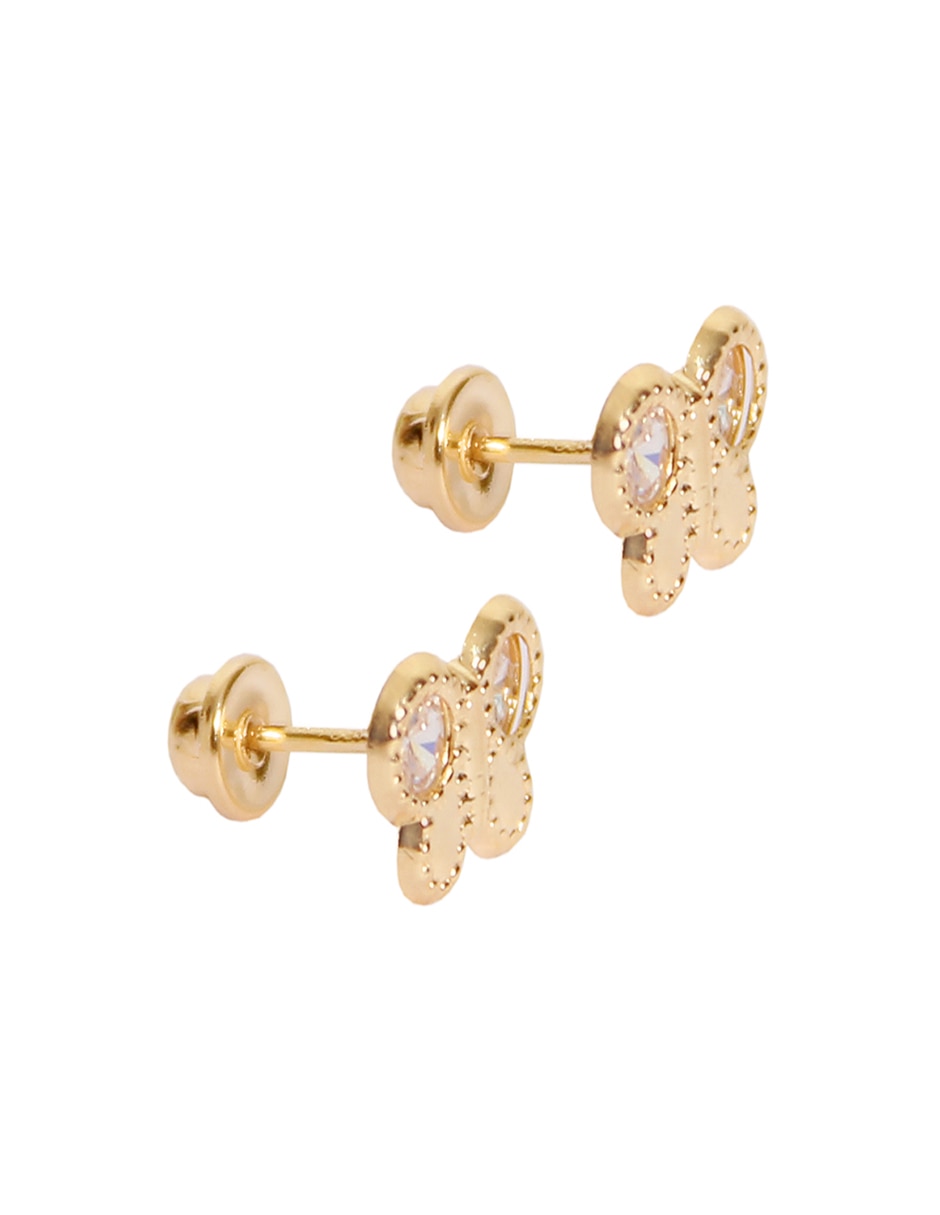 Broqueles de oro con acabado brillante zirconia 2