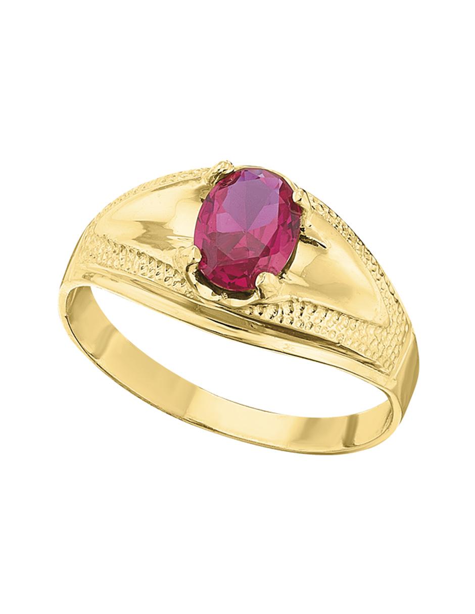 Anillo ovalado 10 k de oro amarillo rubí brillante 5