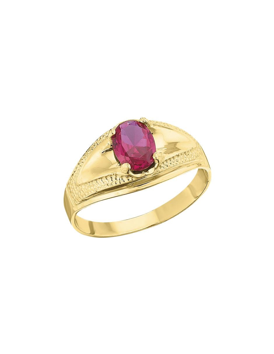 Anillo ovalado 10 k de oro amarillo rubí brillante 2