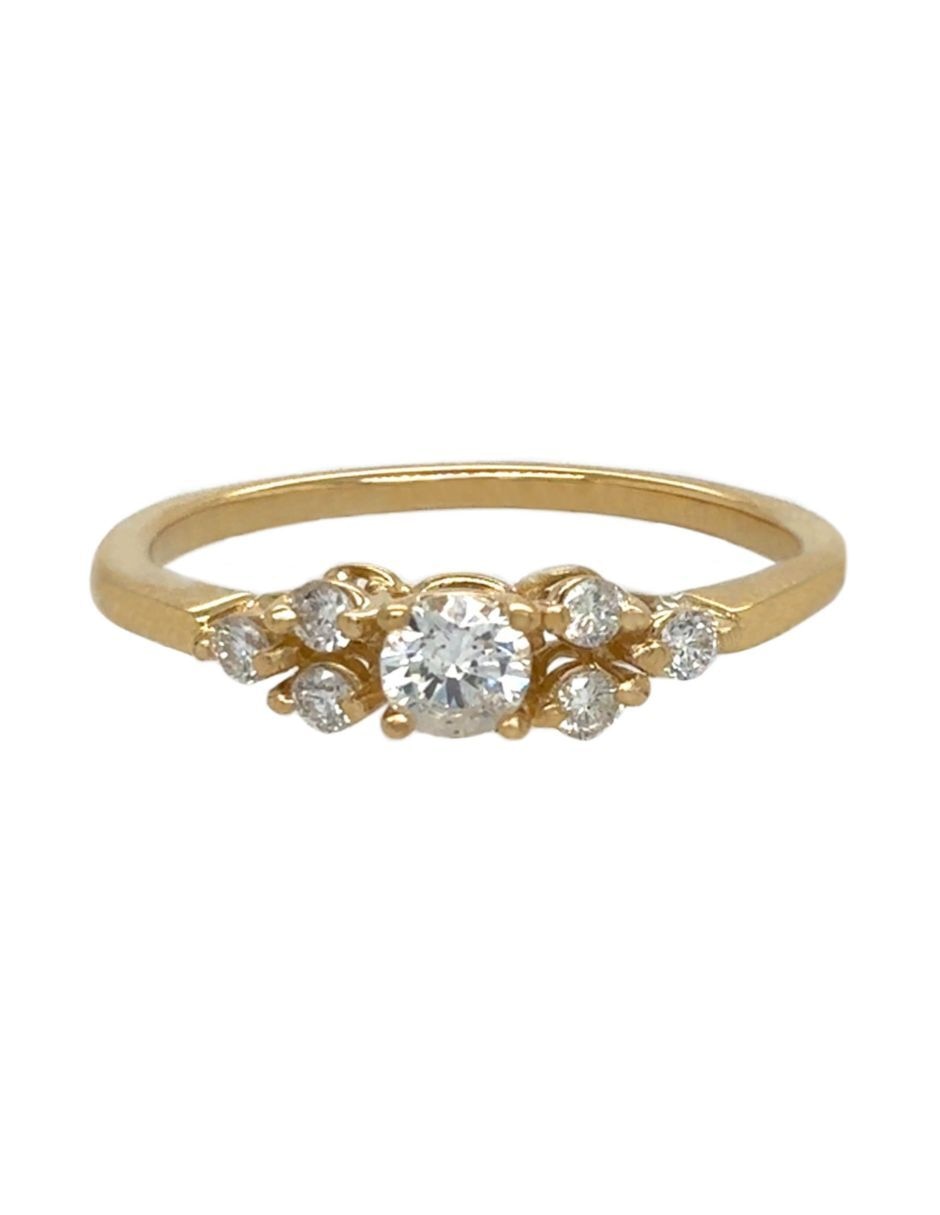 Anillo de compromiso de oro amarillo 14 k diamante