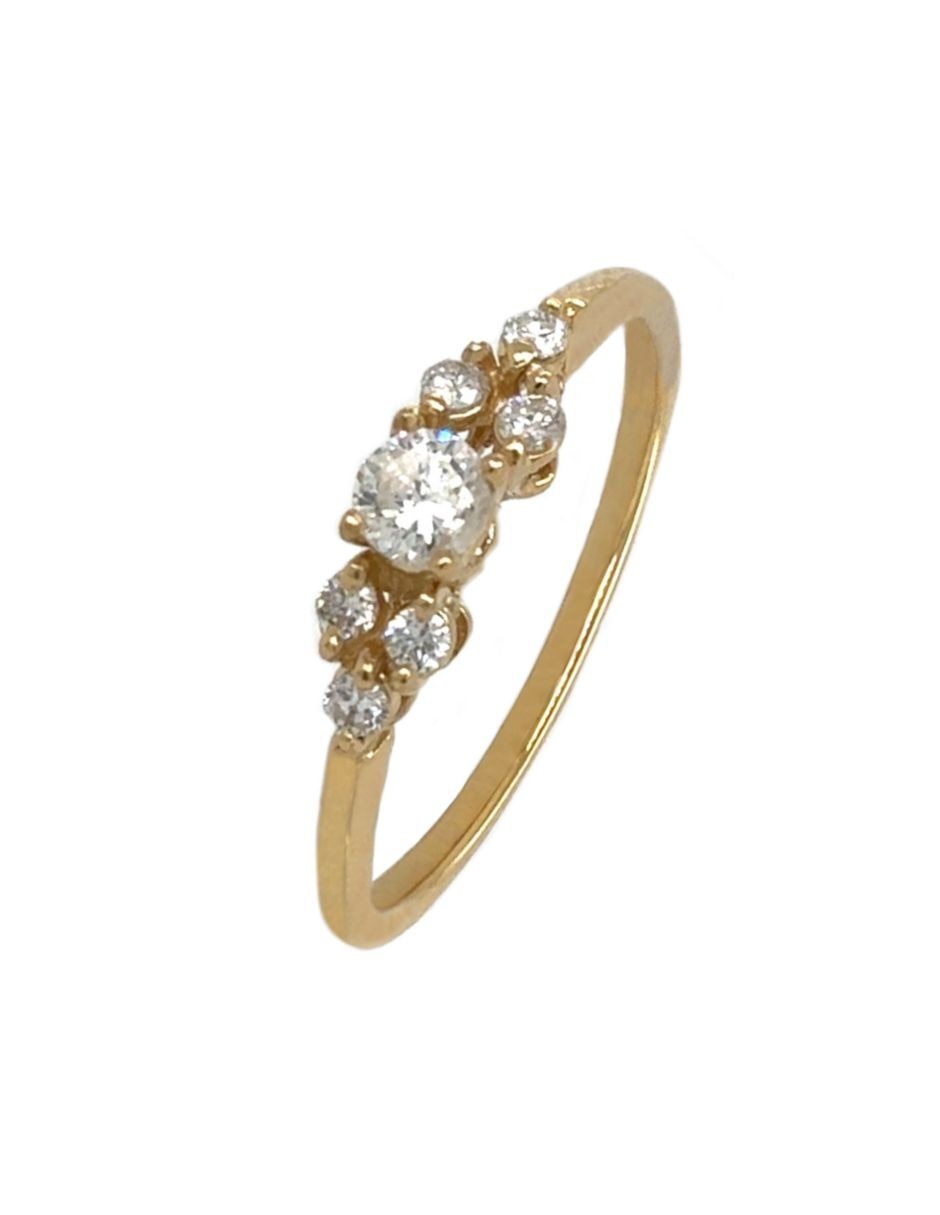 Anillo de compromiso de oro amarillo 14 k diamante 2