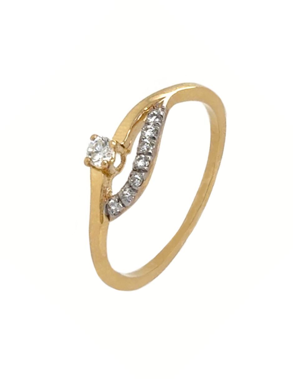 Anillo de compromiso de oro amarillo 14 k diamante 2