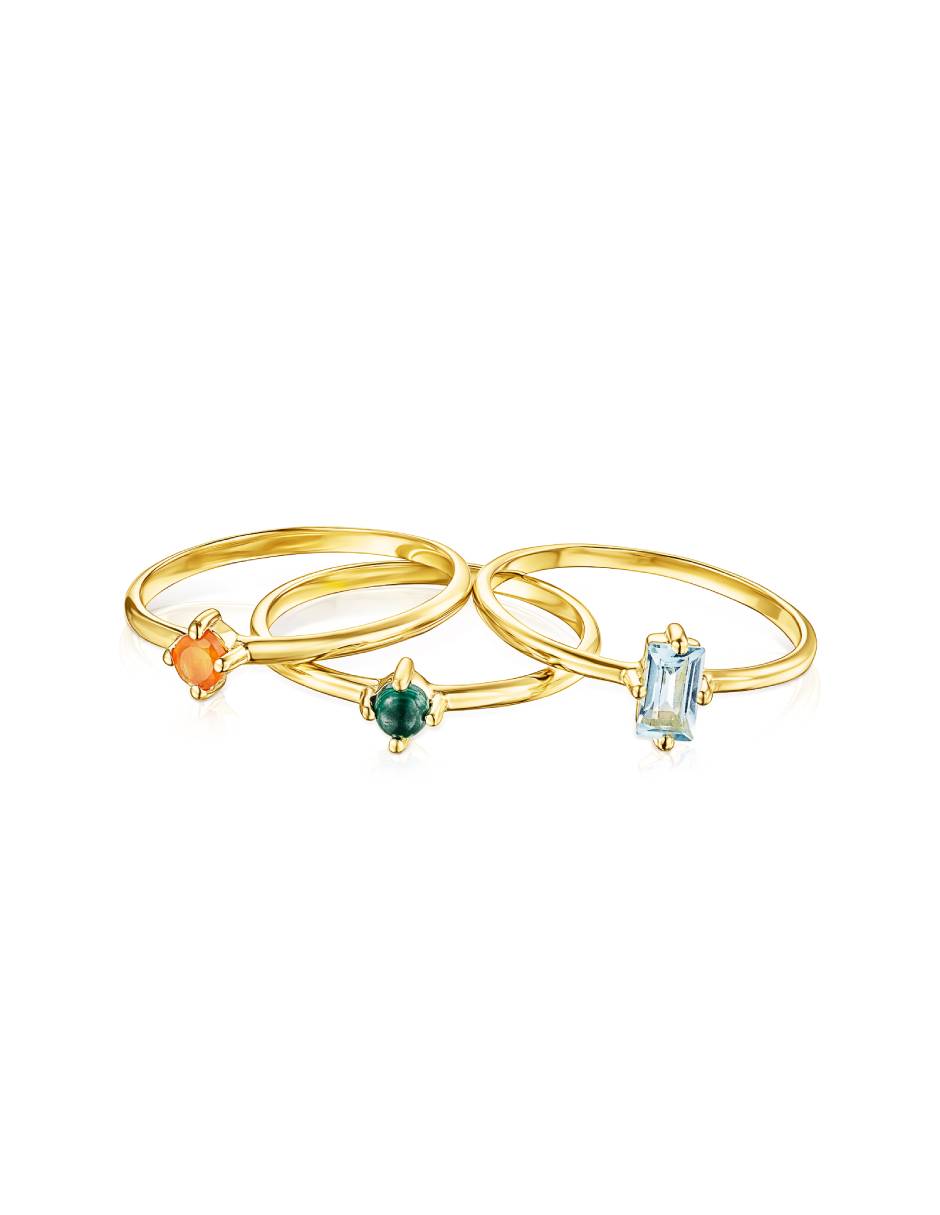 Anillo Good Vibes P 925 de plata vermeil malaquita brillante 2