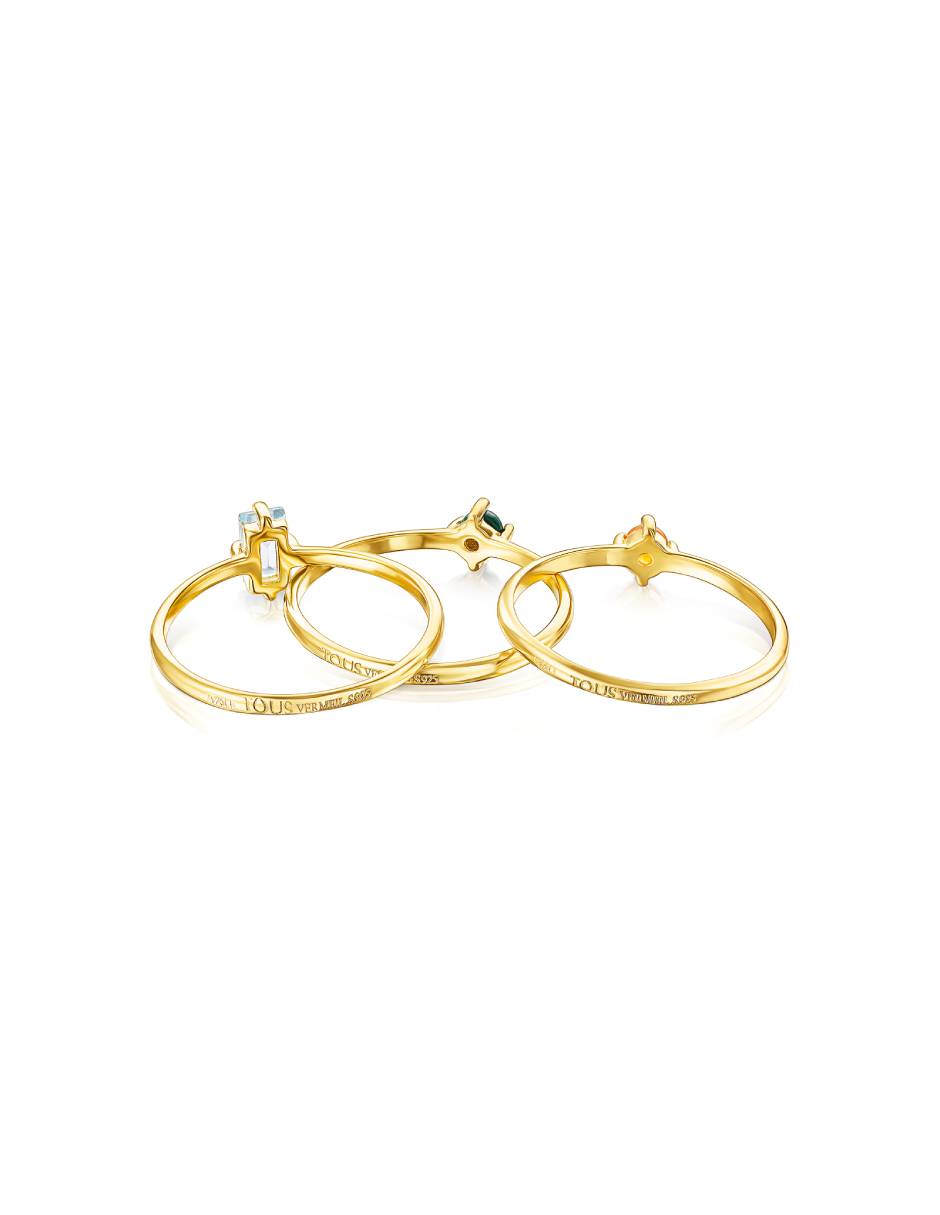 Anillo Good Vibes P 925 de plata vermeil malaquita brillante 3