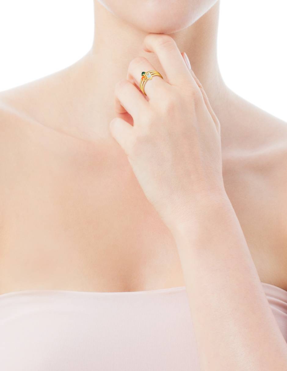 Anillo Good Vibes P 925 de plata vermeil malaquita brillante 4