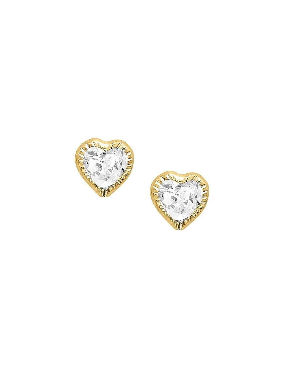 Broqueles de corazón con acabado brillante zirconia