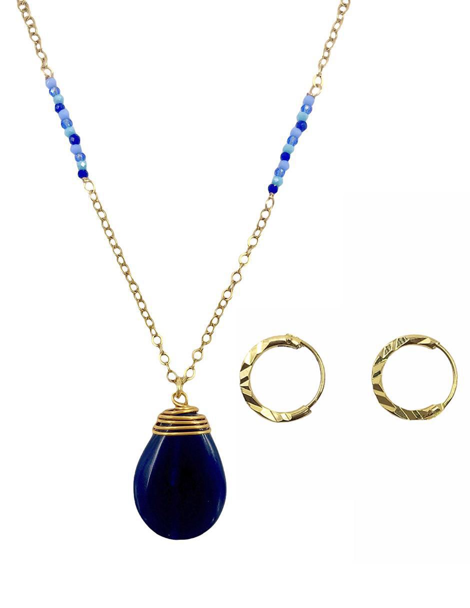 Arracadas y collar 14 k