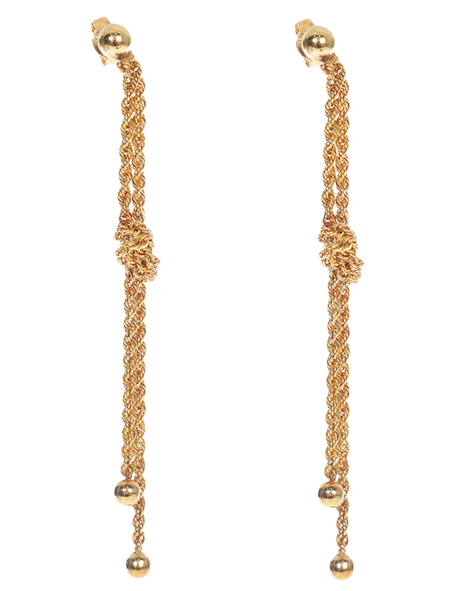 Aretes largos de oro amarillo 14 k acabado mate 1