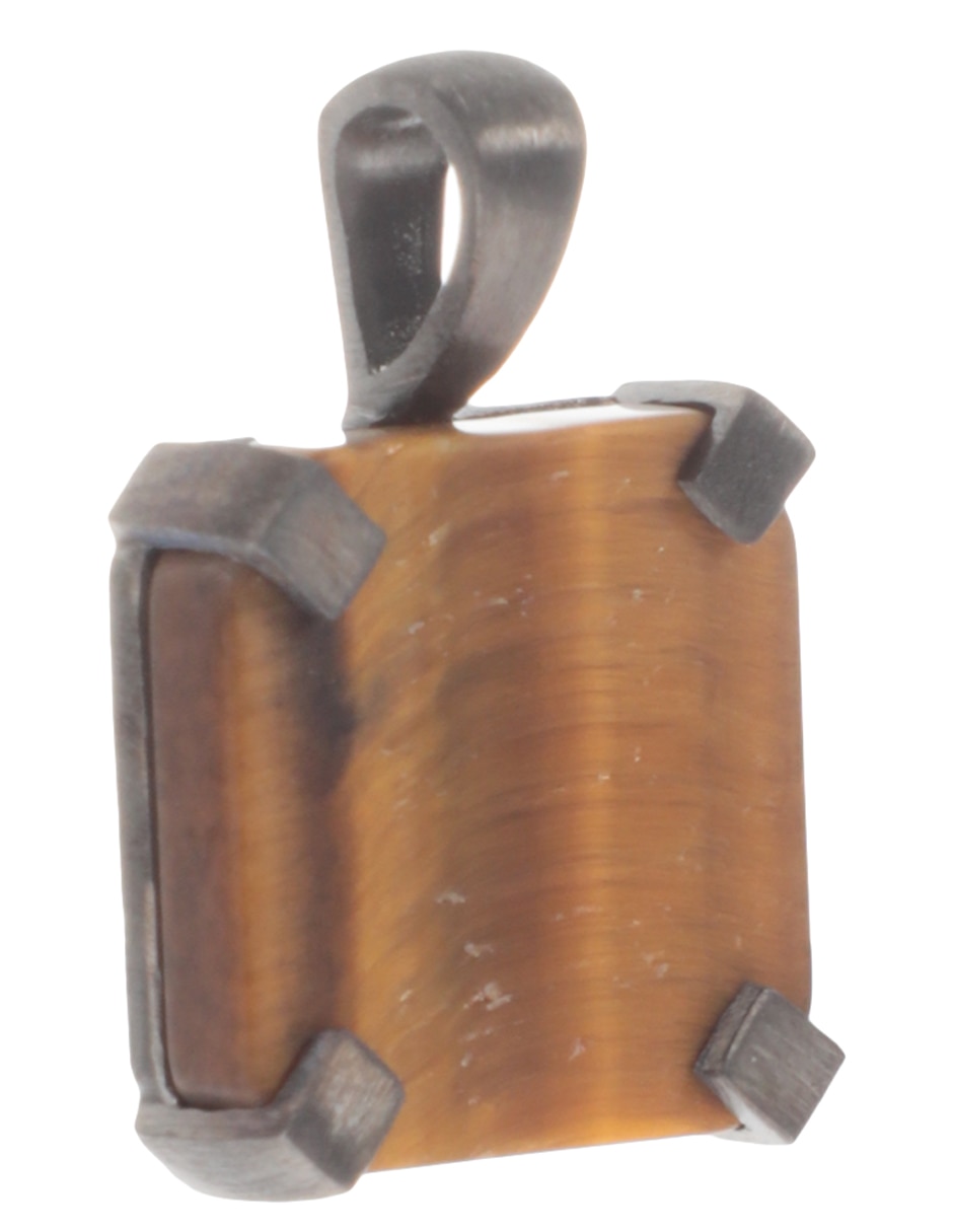 Dije cuadrado de plata P 925 ojo de tigre 2