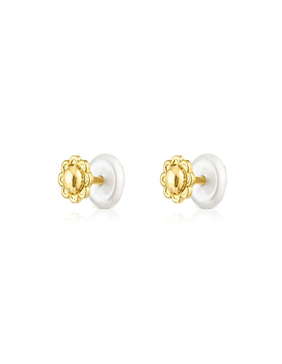 Broqueles Icon Pearl de oro con acabado lustre perla 2