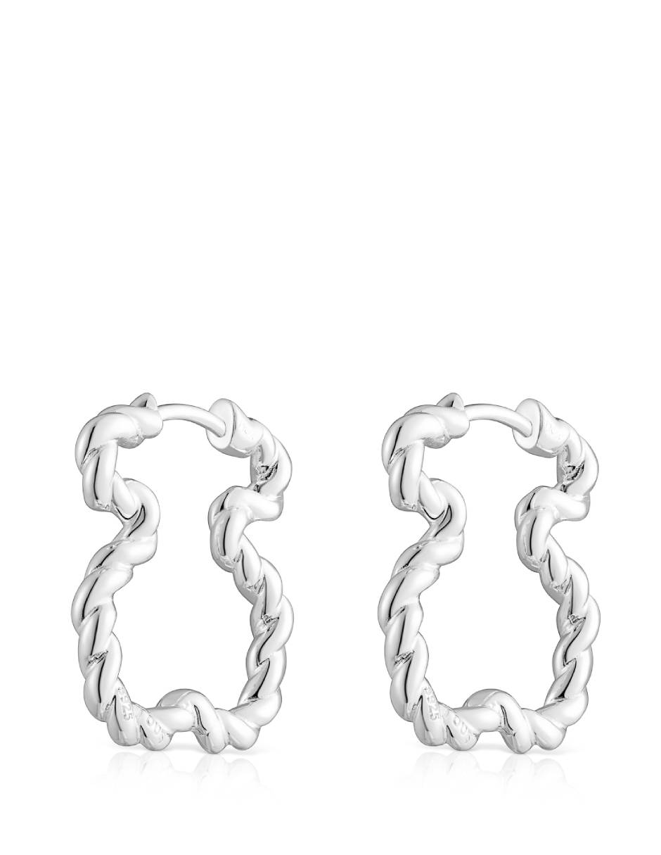 Arracadas de oso Twisted de plata P 925 con acabado lustre 7