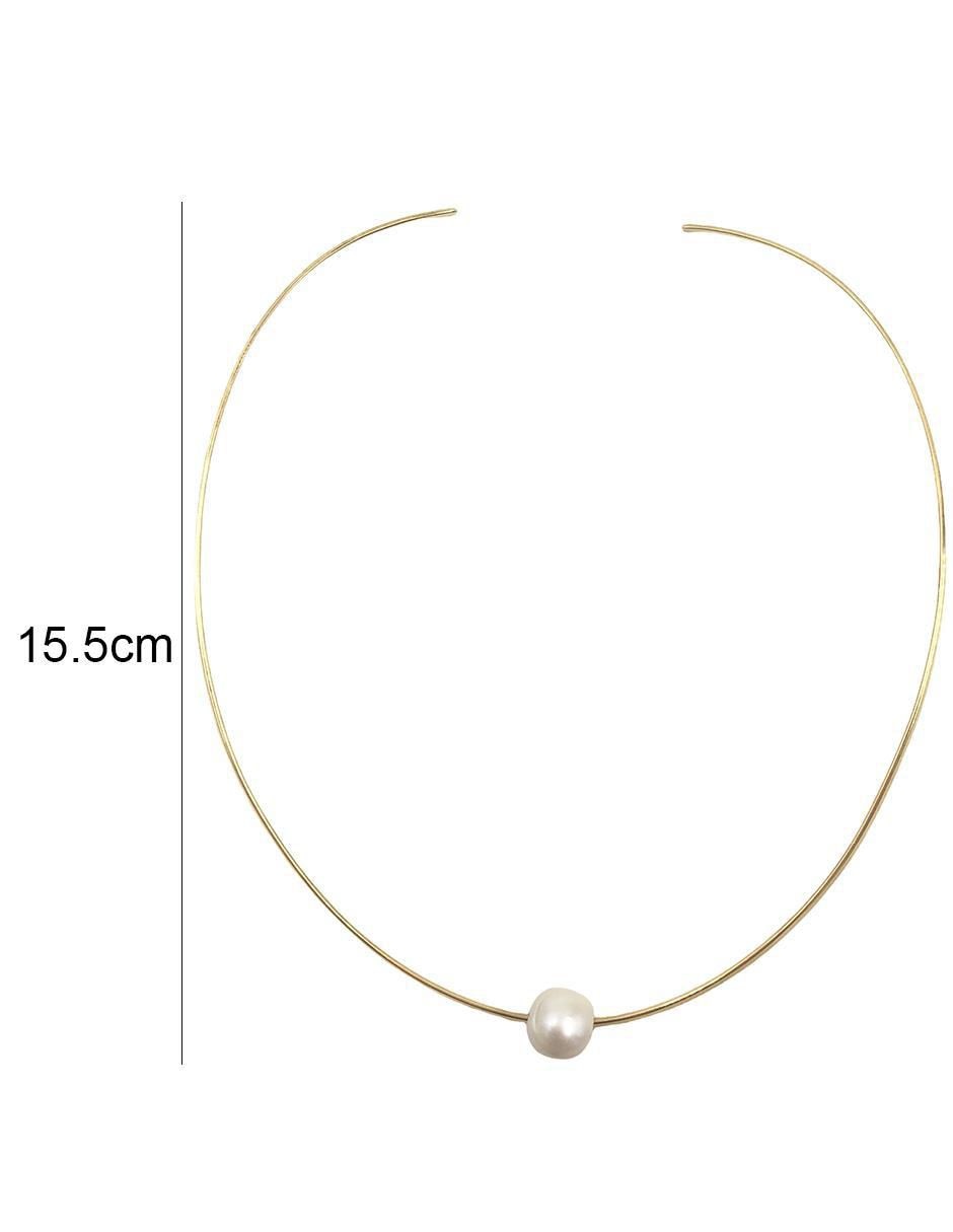 Set Collar y Aretes de chapa de oro perla 2
