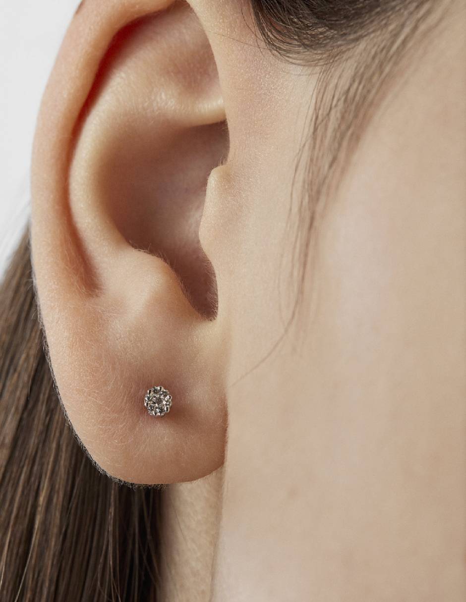Broqueles redondos Diamonds de oro blanco con acabado diamantado diamante 2