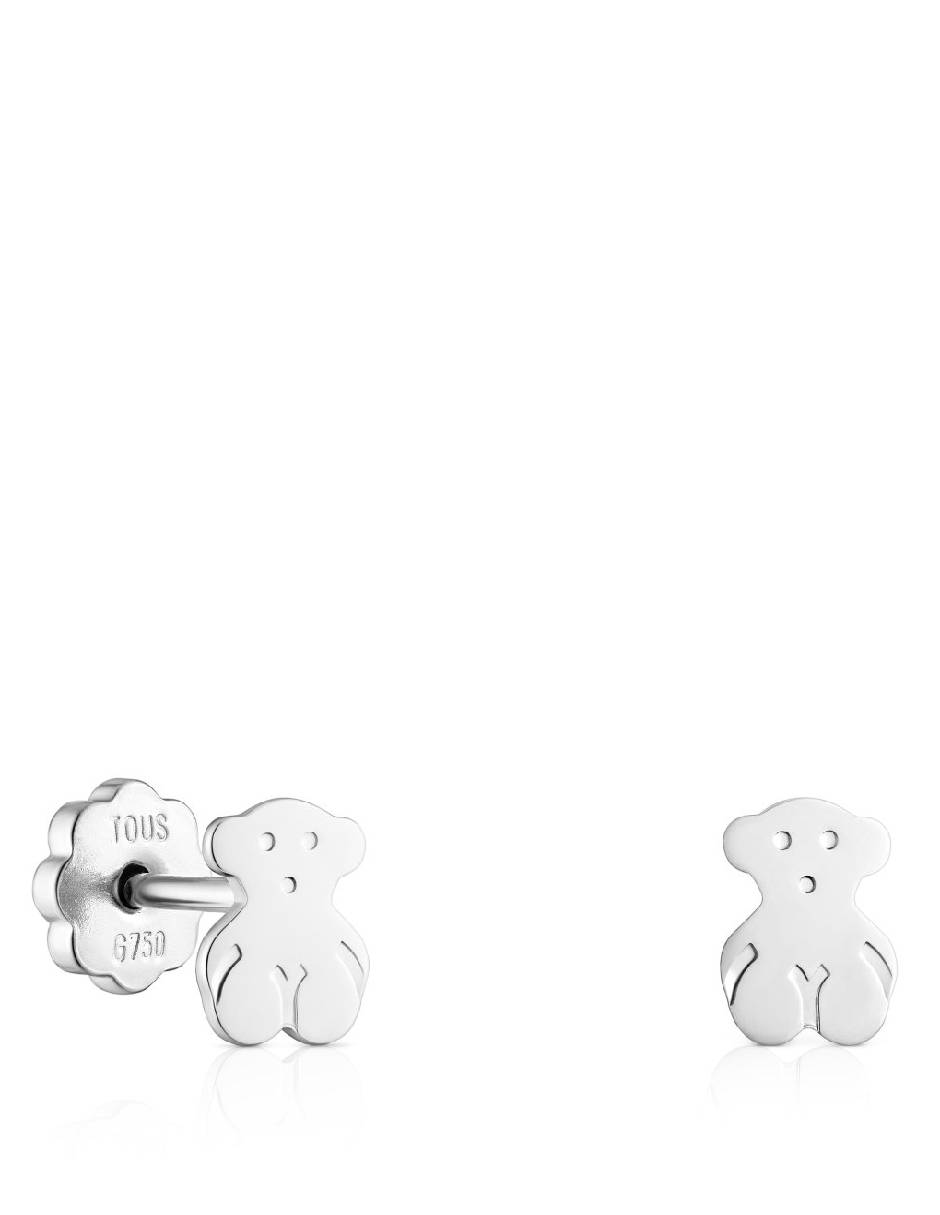 Broqueles de oso de oro blanco p 925 con acabado lustre