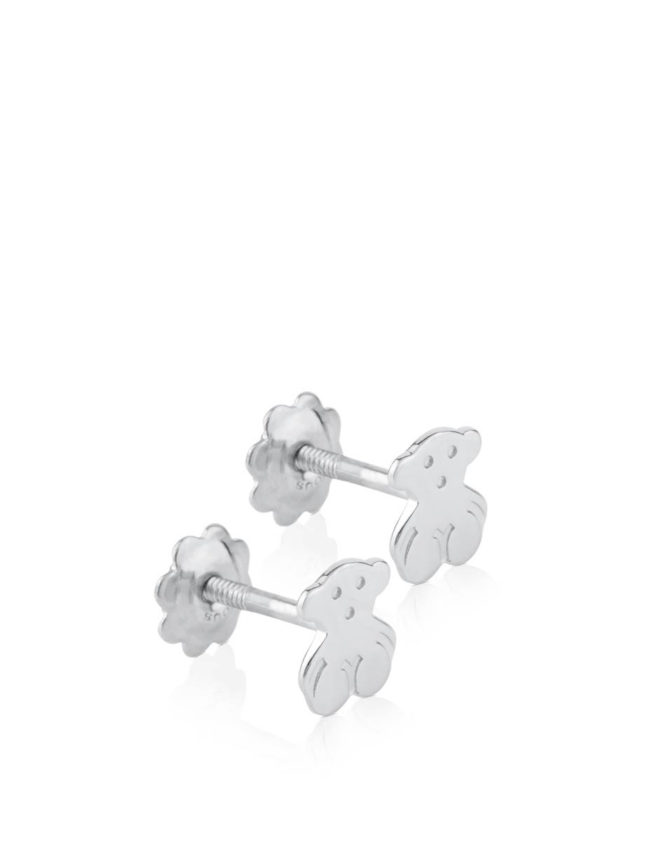 Broqueles de oso de oro blanco p 925 con acabado lustre 7