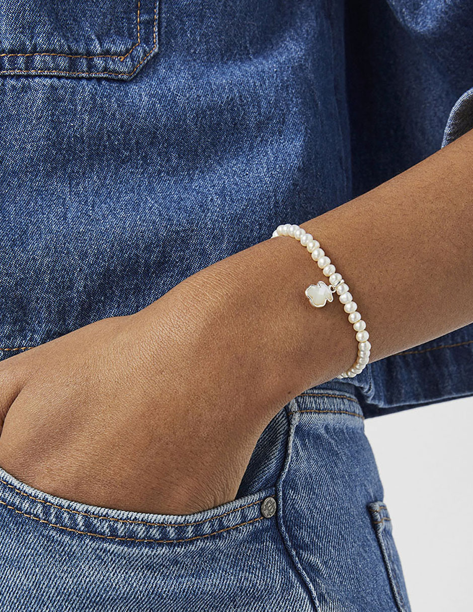Pulsera de plata con acabado aperlado 6