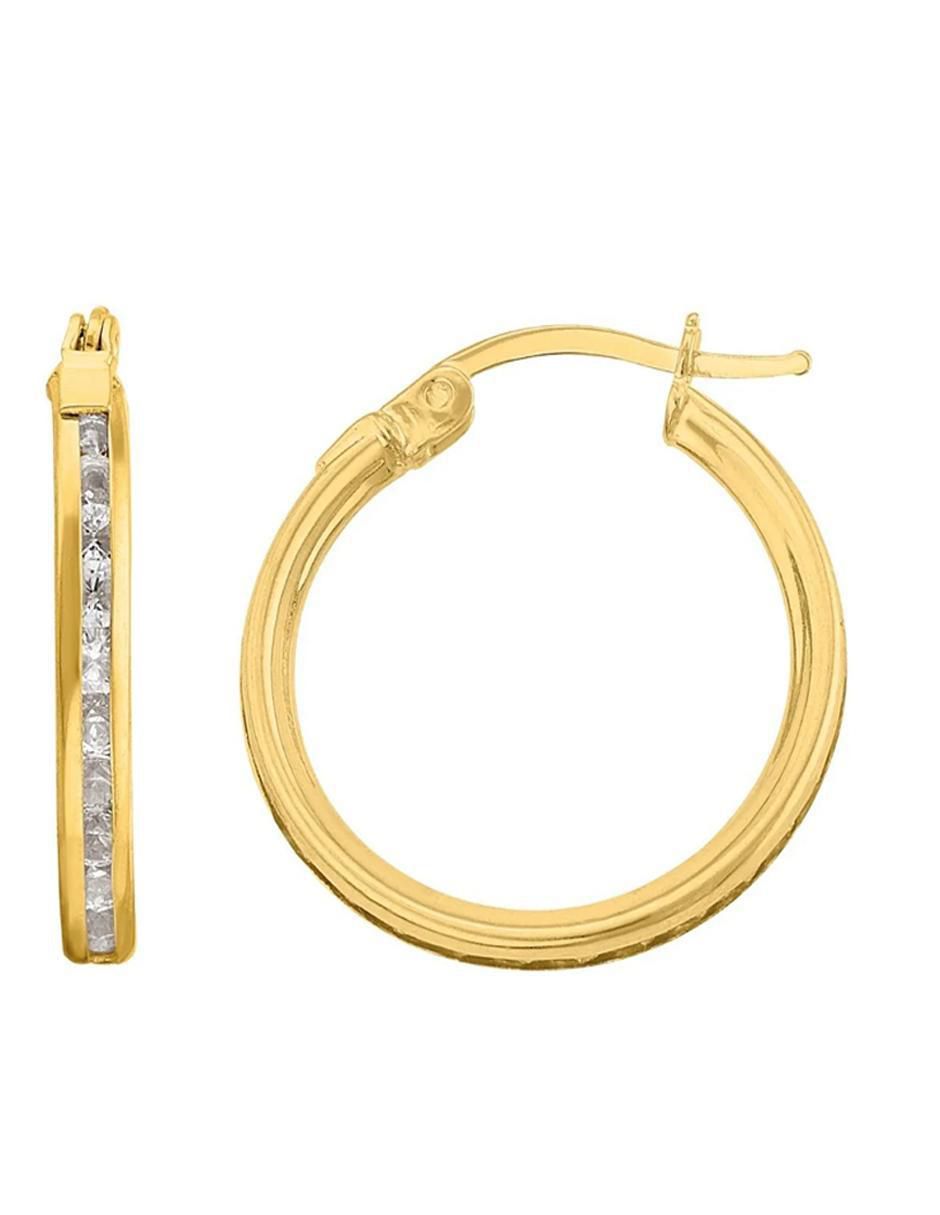 Arracadas de oro con acabado brillante zirconia