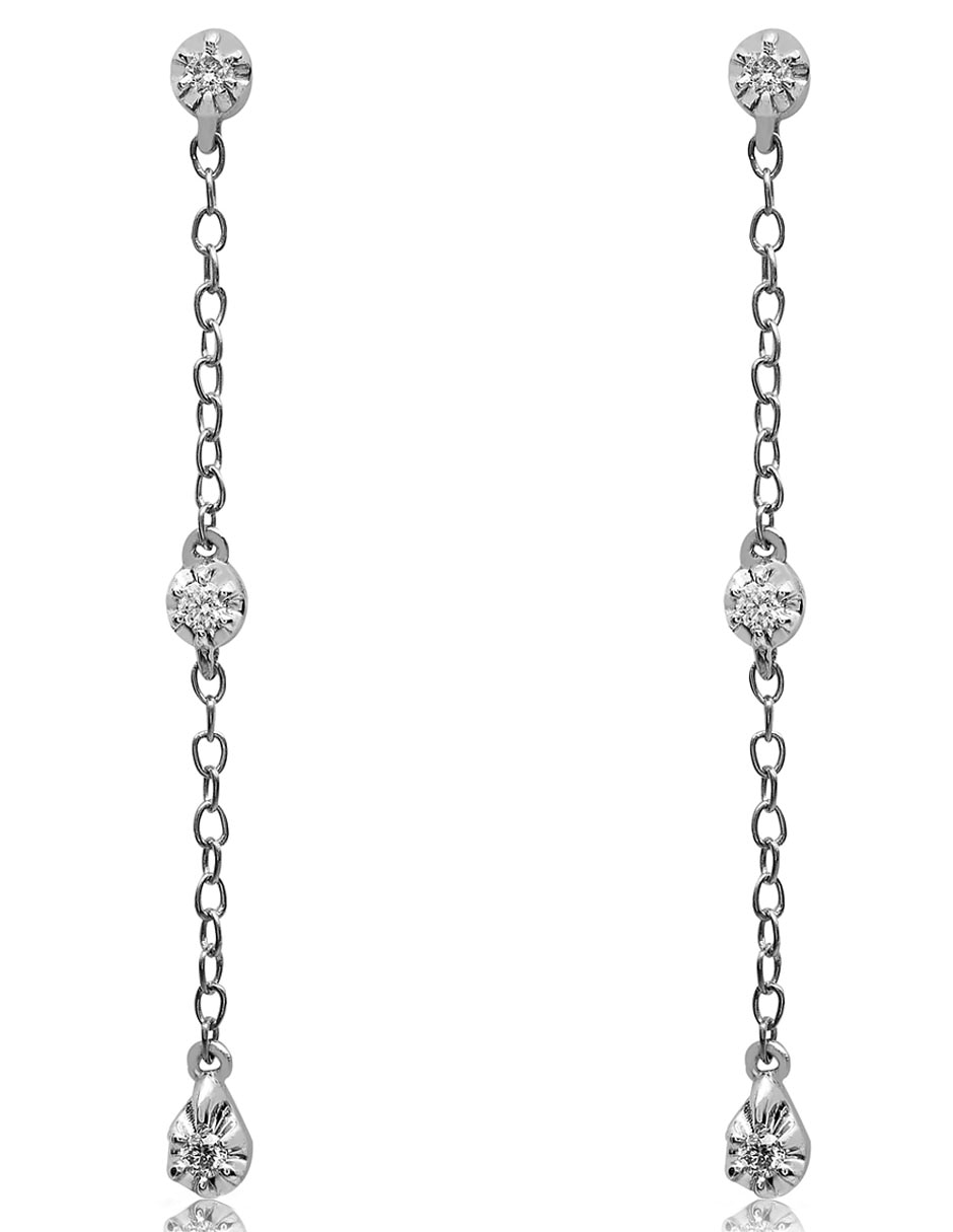 Aretes de oro blanco con acabado brillante diamante Aretes de oro blanco con acabado brillante diamante