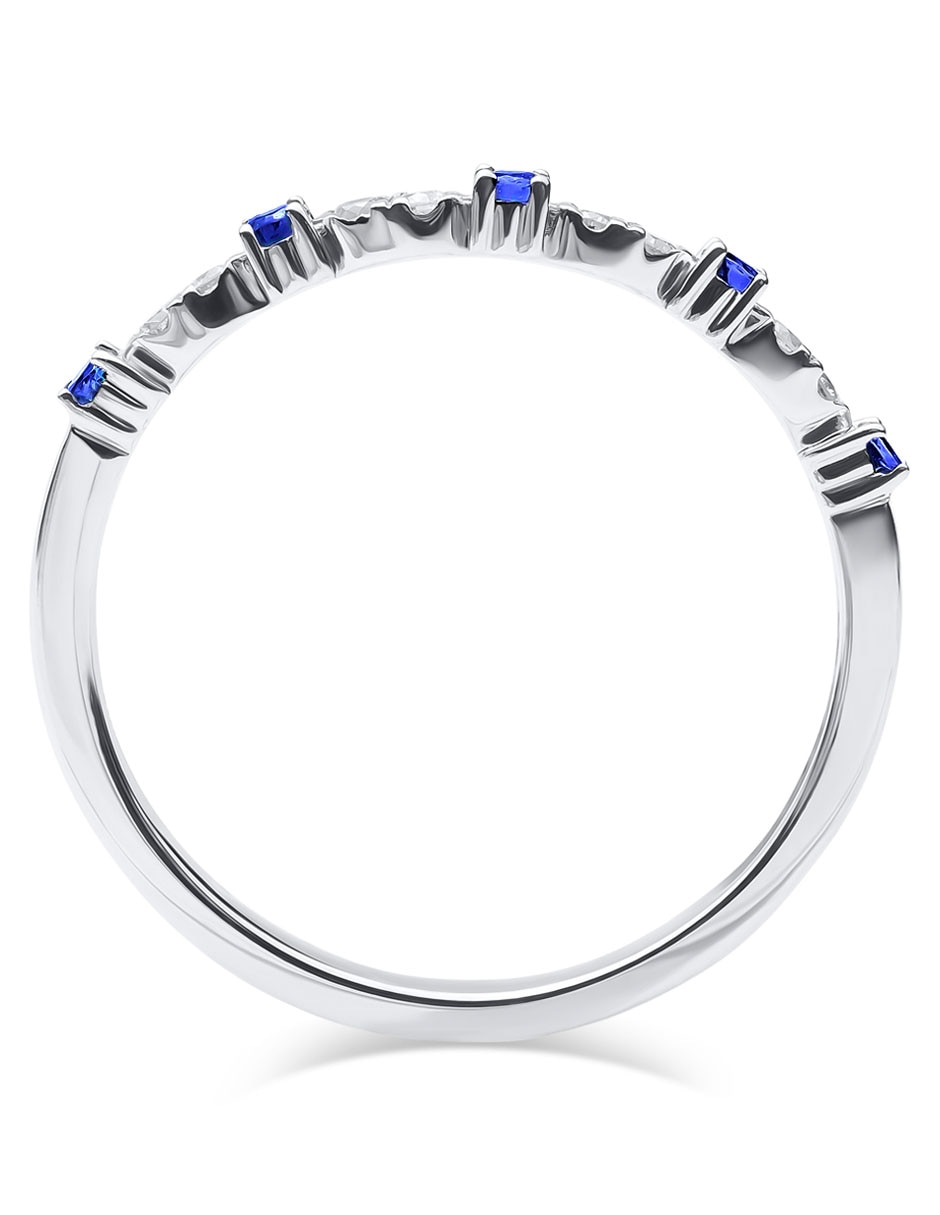 Anillo 14 k de oro blanco zafiro y diamante brillante 2