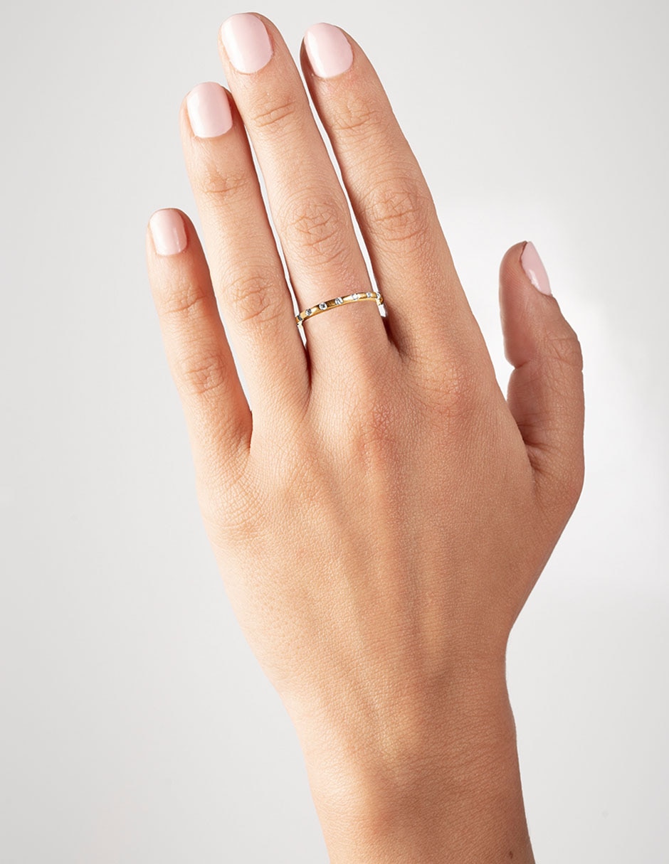 Anillo 14 k de oro amarillo diamante brillante 3