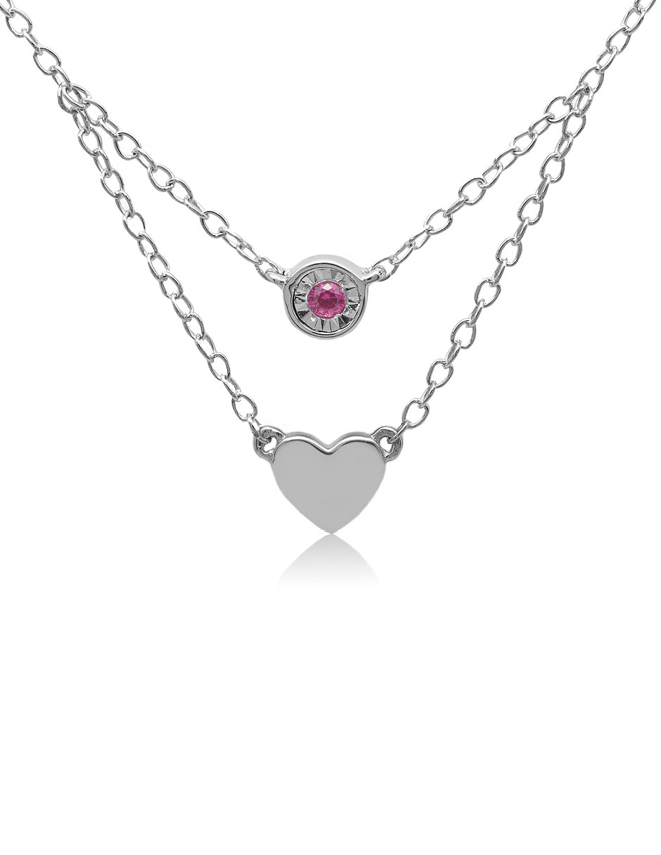 Collar de corazón de oro blanco 14 K